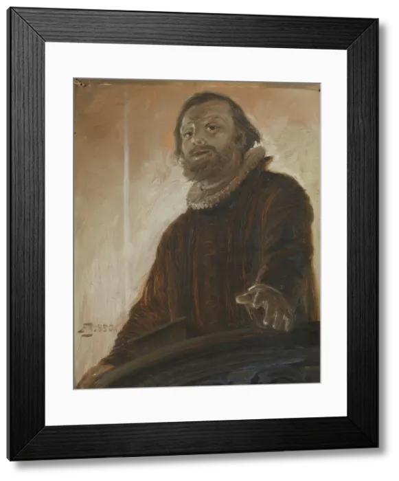 Framed Print : Then I looked up at him, he looked down at me... Illustration for Holger Drachmann's... 1890. Creator: August Jerndorff Framed Print : Then I looked up at him, he looked down at me... Illustration for Holger Drachmann's... 1890. Creator: August Jerndorff