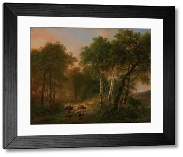Framed Print : Wood Landscape with Animals, 1836. Creator: Eugene Verboeckhoven Framed Print : Wood Landscape with Animals, 1836. Creator: Eugene Verboeckhoven