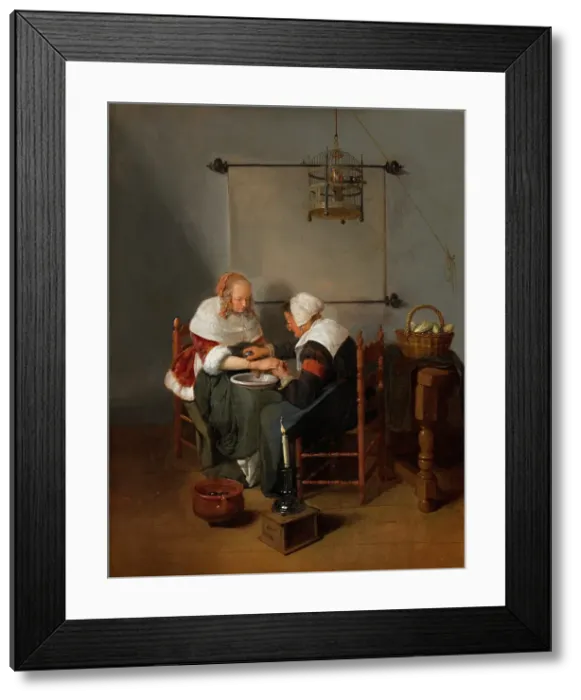 Framed Print : An Old Woman Bleeding a Young Woman, known as The Bloodletting, 1660. Creator: Gerritsz Quiringh van Brekelenkam Framed Print : An Old Woman Bleeding a Young Woman, known as The Bloodletting, 1660. Creator: Gerritsz Quiringh van Brekelenkam