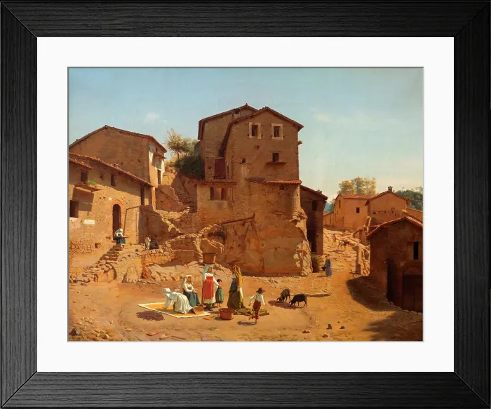 Framed Print : Street in Gerano in the Sabine Hills, 1856. Creator: Frederik Vermehren Framed Print : Street in Gerano in the Sabine Hills, 1856. Creator: Frederik Vermehren