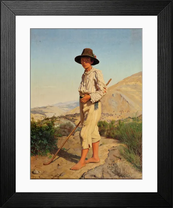 Framed Print : An Italian shepherd boy, 1856. Creator: Frederik Vermehren Framed Print : An Italian shepherd boy, 1856. Creator: Frederik Vermehren
