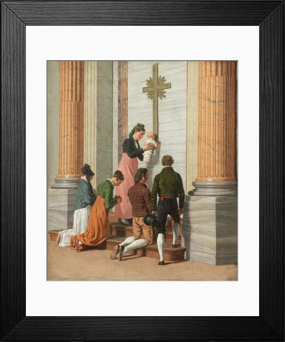 Framed Print : Devotion by the Holy Door of St. Peter's Basilica, c1814. Creator: CW Eckersberg Framed Print : Devotion by the Holy Door of St. Peter's Basilica, c1814. Creator: CW Eckersberg
