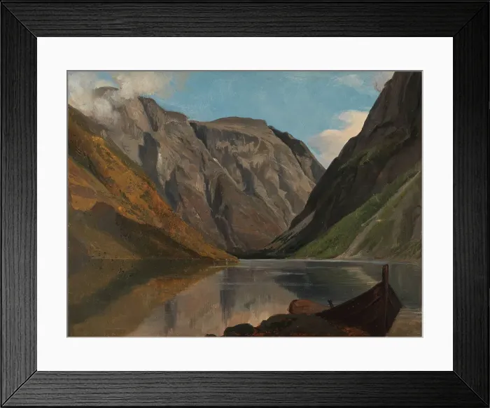 Framed Print : View of Gudvangen, 1843. Creator: Adolph Tidemand Framed Print : View of Gudvangen, 1843. Creator: Adolph Tidemand