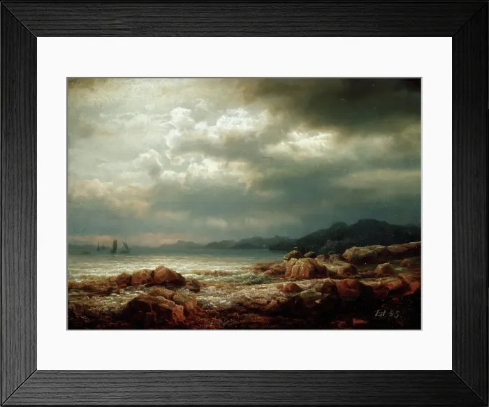 Framed Print : Coastal Landscape, 1855. Creator: Lars Hertervig Framed Print : Coastal Landscape, 1855. Creator: Lars Hertervig