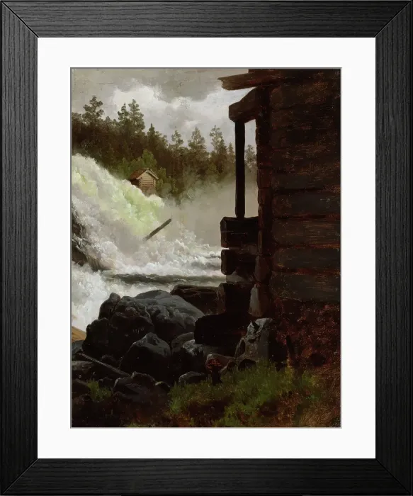 Framed Print : A Waterfall, c1834-1876. Creator: Adolph Tidemand Framed Print : A Waterfall, c1834-1876. Creator: Adolph Tidemand