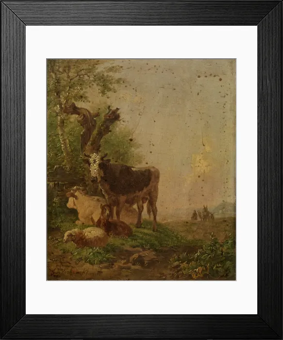 Framed Print : Cows and Sheep, mid-late 19th century. Creator: Eugene Verboeckhoven Framed Print : Cows and Sheep, mid-late 19th century. Creator: Eugene Verboeckhoven