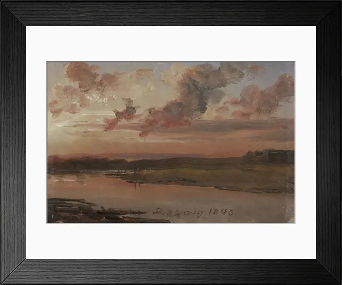 Framed Print : The Elbe in the Evening, 1845. Creator: Johan Christian Dahl Framed Print : The Elbe in the Evening, 1845. Creator: Johan Christian Dahl