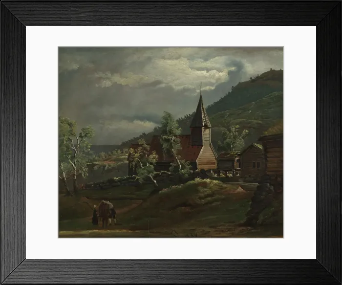 Framed Print : The Church at Gaupne in Sogn, c1830-1879. Creator: Knud Baade Framed Print : The Church at Gaupne in Sogn, c1830-1879. Creator: Knud Baade