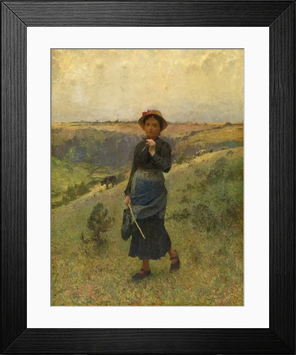 Framed Print : Cowherd in the Ardennes, late 19th-early 20th century. Creator: Evariste Carpentier Framed Print : Cowherd in the Ardennes, late 19th-early 20th century. Creator: Evariste Carpentier