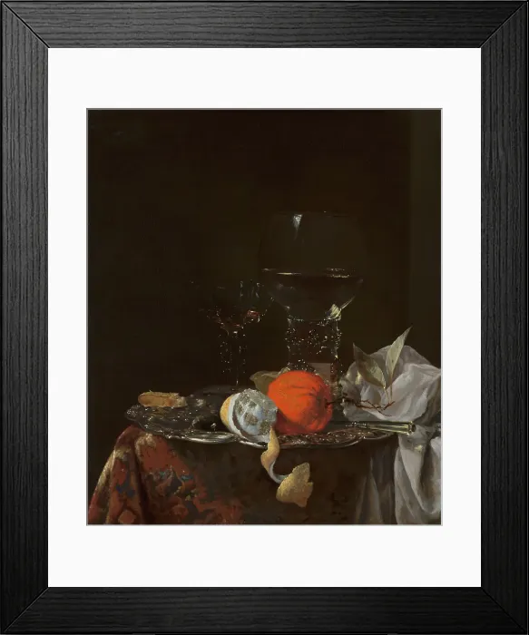 Framed Print : Still Life with Fruit and Wineglasses on a Silver Plate, c1640-1690. Creator: Willem Kalf Framed Print : Still Life with Fruit and Wineglasses on a Silver Plate, c1640-1690. Creator: Willem Kalf