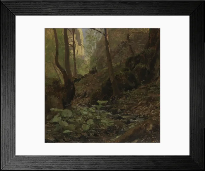 Framed Print : Forest Study, 1842. Creator: Hans Gude Framed Print : Forest Study, 1842. Creator: Hans Gude