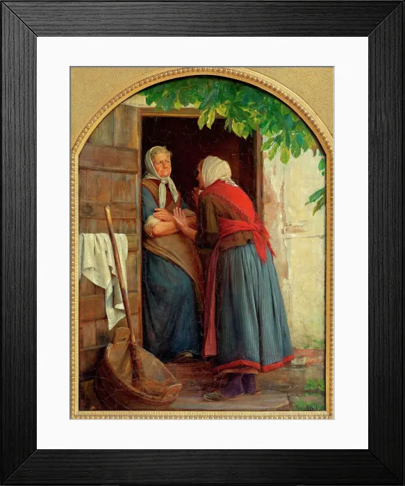Framed Print : Two women talking, 1874. Creator: Carl Bloch Framed Print : Two women talking, 1874. Creator: Carl Bloch