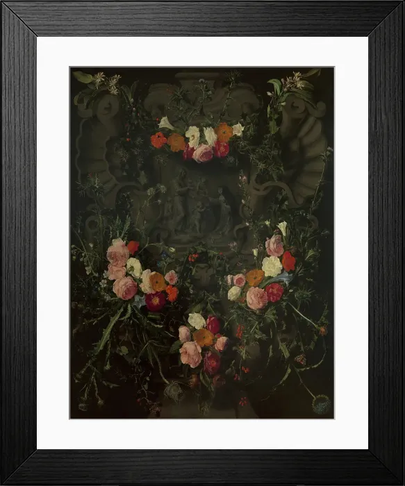 Framed Print : Saint Catherine of Siena Surrounded by a Garland of Flowers, mid-17th century. Creator: Erasmus Quellinus Framed Print : Saint Catherine of Siena Surrounded by a Garland of Flowers, mid-17th century. Creator: Erasmus Quellinus
