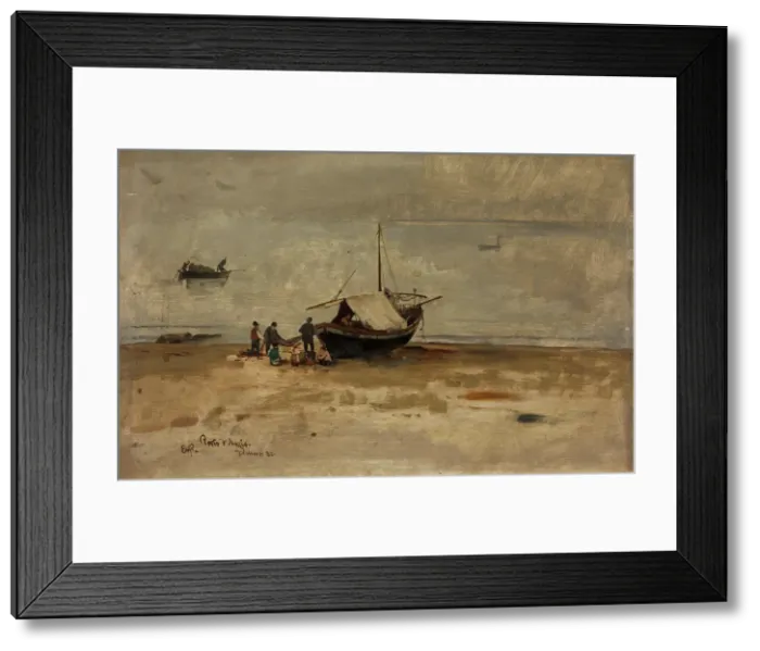 Framed Print : The Beach at Porto d'Anzio, 1880. Creator: Eilif Peterssen Framed Print : The Beach at Porto d'Anzio, 1880. Creator: Eilif Peterssen