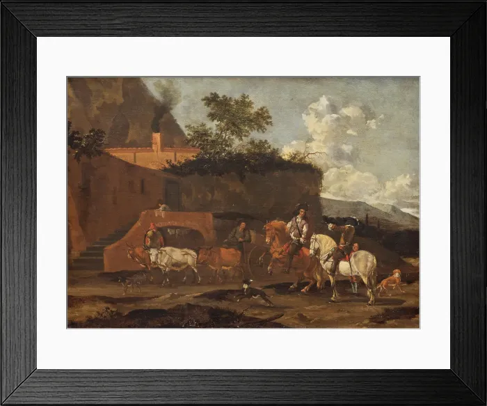 Framed Print : Italianate Landscape with Travellers, 1650-1700. Creator: Circle of Jan Frans Soolmaker Framed Print : Italianate Landscape with Travellers, 1650-1700. Creator: Circle of Jan Frans Soolmaker
