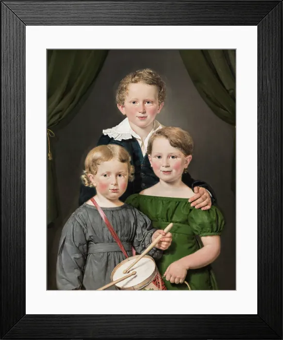 Framed Print : Hans and Bolette Puggaards three children, 1827. Creator: Christian Albrecht Jensen Framed Print : Hans and Bolette Puggaards three children, 1827. Creator: Christian Albrecht Jensen