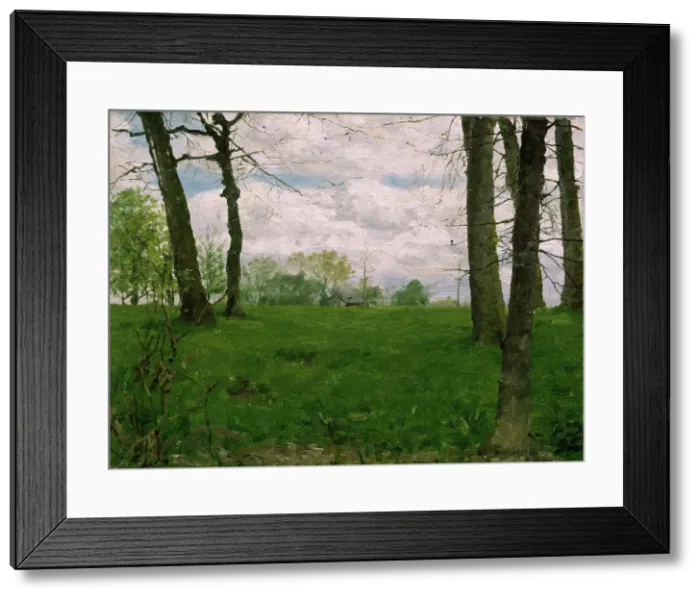 Framed Print : Green Fields, 1881. Creator: Erik Werenskiold Framed Print : Green Fields, 1881. Creator: Erik Werenskiold