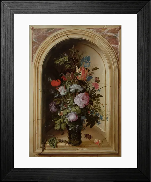 Framed Print : Vase of Flowers in a Stone Niche, 1615. Creator: Roelandt Savery Framed Print : Vase of Flowers in a Stone Niche, 1615. Creator: Roelandt Savery