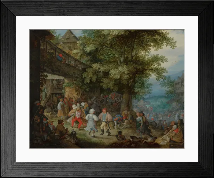 Framed Print : Peasants Dancing outside a Bohemian Inn, 1610. Creator: Roelandt Savery Framed Print : Peasants Dancing outside a Bohemian Inn, 1610. Creator: Roelandt Savery