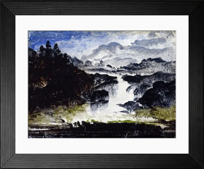 Framed Print : A Waterfall, probably 1860s. Creator: Peder Balke Framed Print : A Waterfall, probably 1860s. Creator: Peder Balke