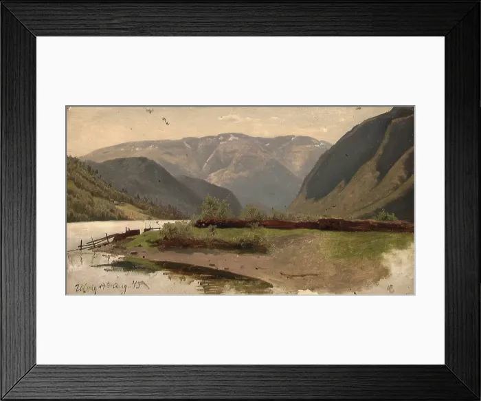 Framed Print : View of Ulvik in Hardanger, 1843. Creator: Hans Gude Framed Print : View of Ulvik in Hardanger, 1843. Creator: Hans Gude