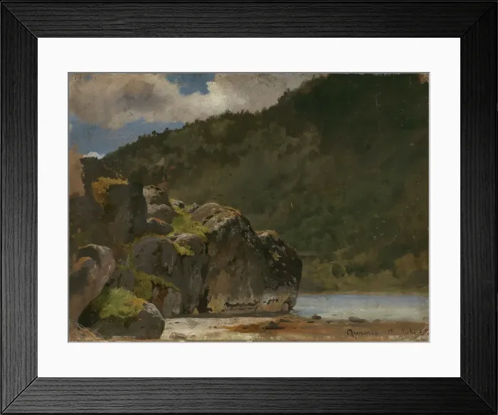 Framed Print : From Kvamsoy in the Sognefjord, 1845. Creator: Hans Gude
