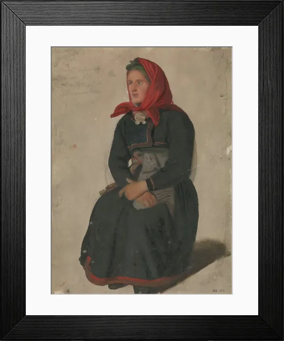 Framed Print : Peasant Woman from Telemark, 1844. Creator: Adolph Tidemand Framed Print : Peasant Woman from Telemark, 1844. Creator: Adolph Tidemand