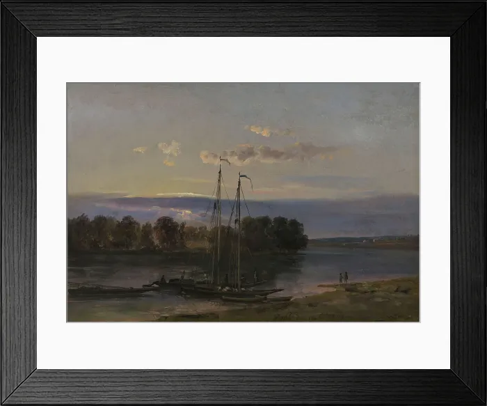 Framed Print : The Elbe at Sunset, 1821. Creator: Johan Christian Dahl Framed Print : The Elbe at Sunset, 1821. Creator: Johan Christian Dahl