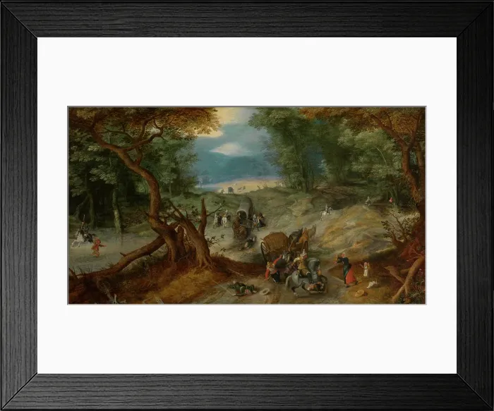 Framed Print : Travallers Attacked by Soldiers. Creator: Jan Brueghel the Elder Framed Print : Travallers Attacked by Soldiers. Creator: Jan Brueghel the Elder