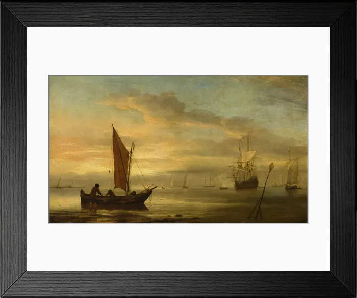 Framed Print : Sunset at Sea, 1680. Creator: Willem van de Velde the Younger Framed Print : Sunset at Sea, 1680. Creator: Willem van de Velde the Younger