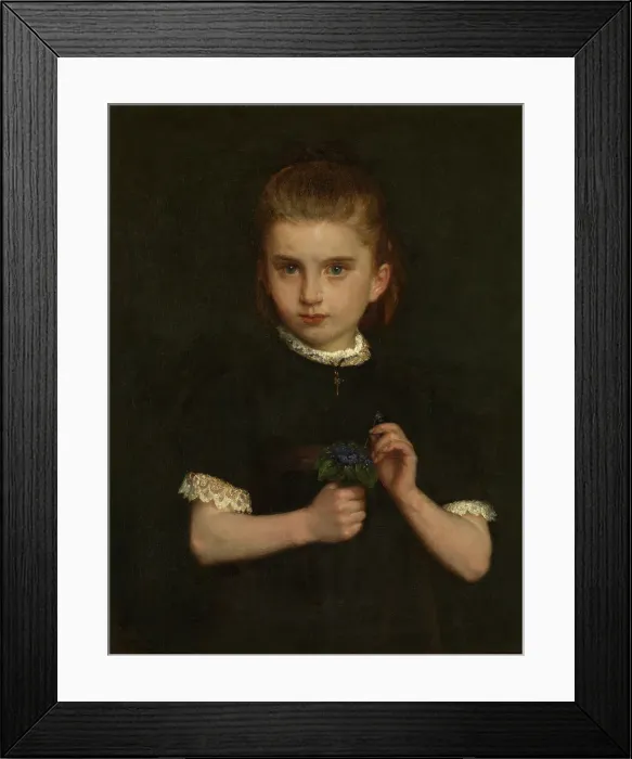 Framed Print : Girl holding Violets, late 19th-early 20th century. Creator: Eugene Siberdt Framed Print : Girl holding Violets, late 19th-early 20th century. Creator: Eugene Siberdt