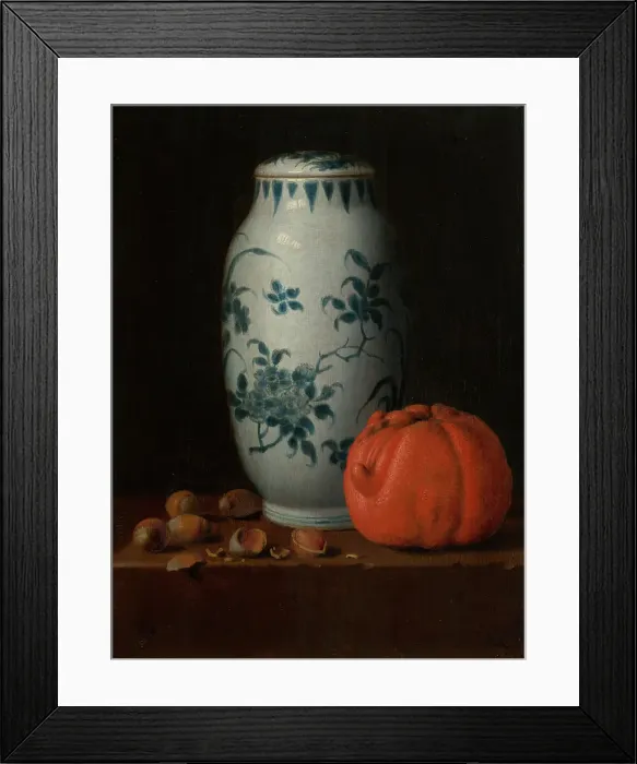 Framed Print : Still Life with Chinese Vase, Hazelnuts and Orange, c1630-1660. Creator: Simon Luttichuys Framed Print : Still Life with Chinese Vase, Hazelnuts and Orange, c1630-1660. Creator: Simon Luttichuys