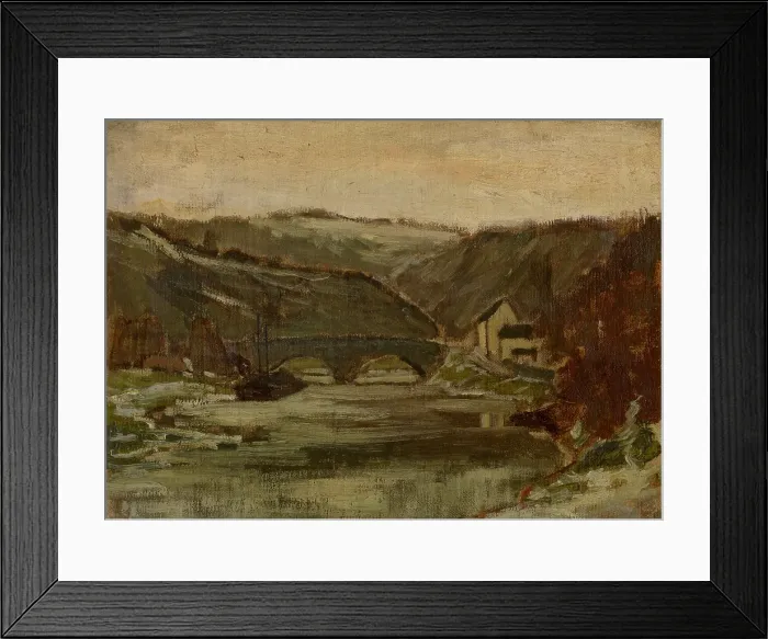 Framed Print : Bridge over the River Lesse, c1860-1890. Creator: Felicien Rops Framed Print : Bridge over the River Lesse, c1860-1890. Creator: Felicien Rops