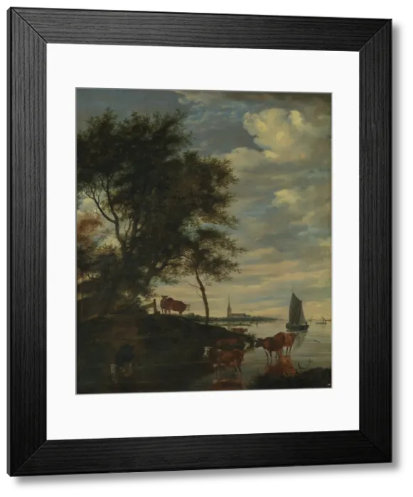 Framed Print : River Scene, probably between 1650 and 1660. Creator: Salomon Ruysdael Framed Print : River Scene, probably between 1650 and 1660. Creator: Salomon Ruysdael