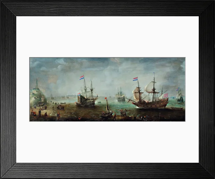 Framed Print : Departure of a Dutch Fleet on the Vlieree Near the Island of Vlieland, 1600-1625. Creator: Cornelis Claesz van Wieringen Framed Print : Departure of a Dutch Fleet on the Vlieree Near the Island of Vlieland, 1600-1625. Creator: Cornelis Claesz van Wieringen
