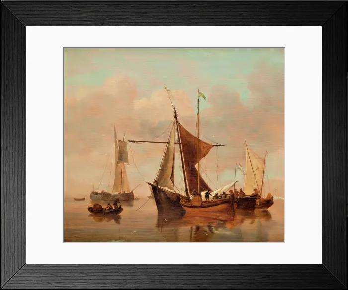 Framed Print : Calm Water with Ships, 1750-1800. Creator: Unknown Framed Print : Calm Water with Ships, 1750-1800. Creator: Unknown