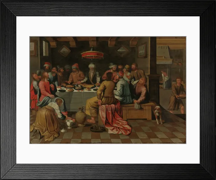 Framed Print : Mary Magdalene anoints Jesus feet, probably 16th century. Creator: Unknown Framed Print : Mary Magdalene anoints Jesus feet, probably 16th century. Creator: Unknown
