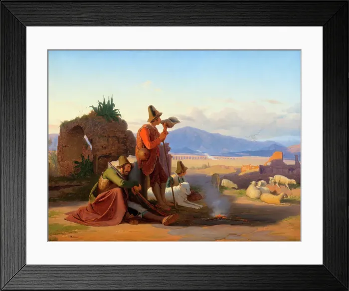 Framed Print : Shepherds in the Roman Campagna, 1835. Creator: Jorgen Sonne Framed Print : Shepherds in the Roman Campagna, 1835. Creator: Jorgen Sonne