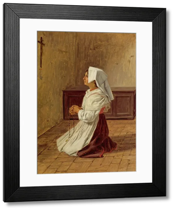 Framed Print : A Praying Italian Woman, 1836. Creator: Martinus Rorbye Framed Print : A Praying Italian Woman, 1836. Creator: Martinus Rorbye