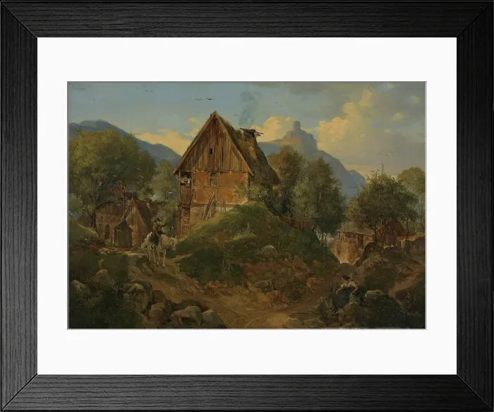 Framed Print : Rhine landscape, 19th century. Creator: Ludwig Richter Framed Print : Rhine landscape, 19th century. Creator: Ludwig Richter