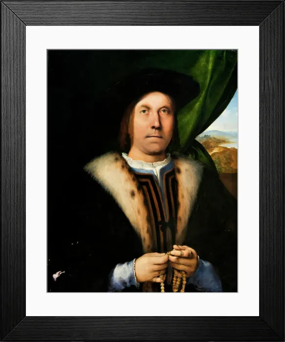 Framed Print : Portrait of a Man with a Rosary, c1520. Creator: Lorenzo Lotto Framed Print : Portrait of a Man with a Rosary, c1520. Creator: Lorenzo Lotto