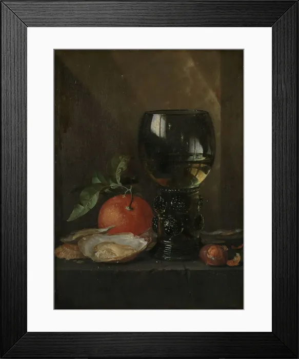 Framed Print : Still Life with Oysters and Wine, Mid 17th century. Creator: Jan Davidsz de Heem