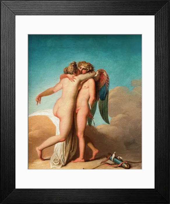 Framed Print : Cupid and Psyche embrace each other, n.d. c1770-1800. Creator: Nicolai Abraham Abildgaard Framed Print : Cupid and Psyche embrace each other, n.d. c1770-1800. Creator: Nicolai Abraham Abildgaard