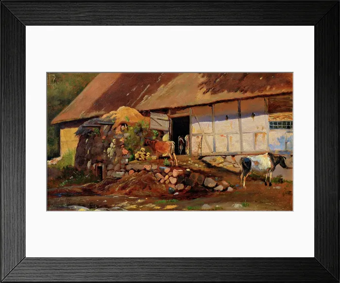 Framed Print : Outside the cowshed, 1847. Creator: Johan Thomas Lundbye Framed Print : Outside the cowshed, 1847. Creator: Johan Thomas Lundbye