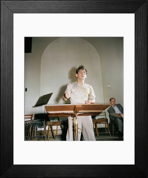 Framed Print : Portrait of Leonard Bernstein, Carnegie Hall, New York, N.Y. 1946. Creator: William Paul Gottlieb Framed Print : Portrait of Leonard Bernstein, Carnegie Hall, New York, N.Y. 1946. Creator: William Paul Gottlieb