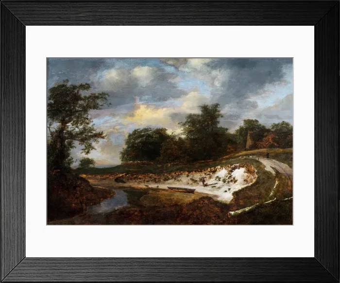 Framed Print : River Landscape with a High Sandy Bank, 1647. Creator: Jacob van Ruisdael Framed Print : River Landscape with a High Sandy Bank, 1647. Creator: Jacob van Ruisdael