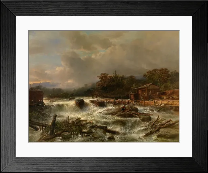 Framed Print : Waterfall in Norway, 1855. Creator: Jacob Jacobs Framed Print : Waterfall in Norway, 1855. Creator: Jacob Jacobs