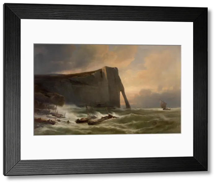 Framed Print : Porte d'Aval in Etretat, 1876. Creator: Jacob Jacobs Framed Print : Porte d'Aval in Etretat, 1876. Creator: Jacob Jacobs