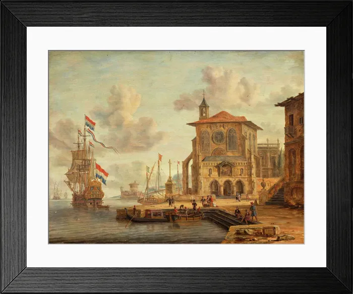 Framed Print : Mediterranean Harbour View, 1674. Creator: Jacobus Storck Framed Print : Mediterranean Harbour View, 1674. Creator: Jacobus Storck