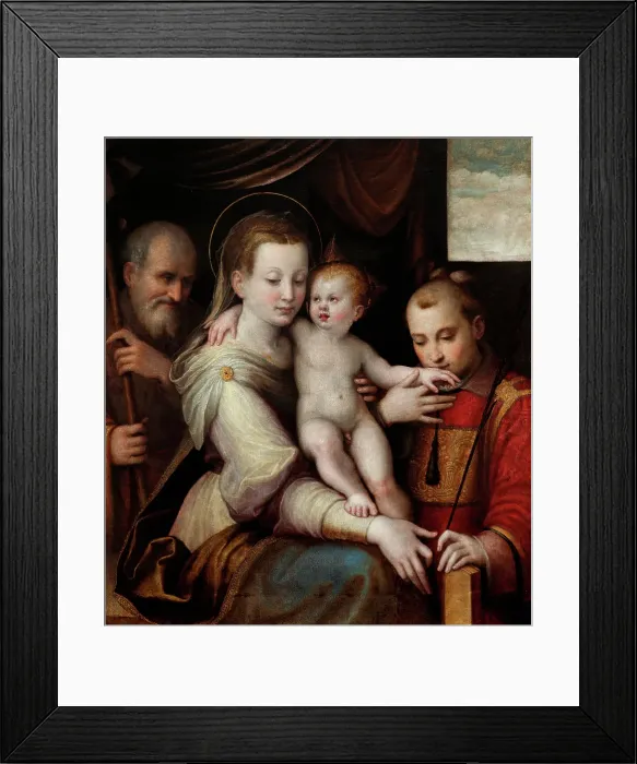 Framed Print : The Holy Family and St. Stephen, c1560. Creator: Luca Longhi